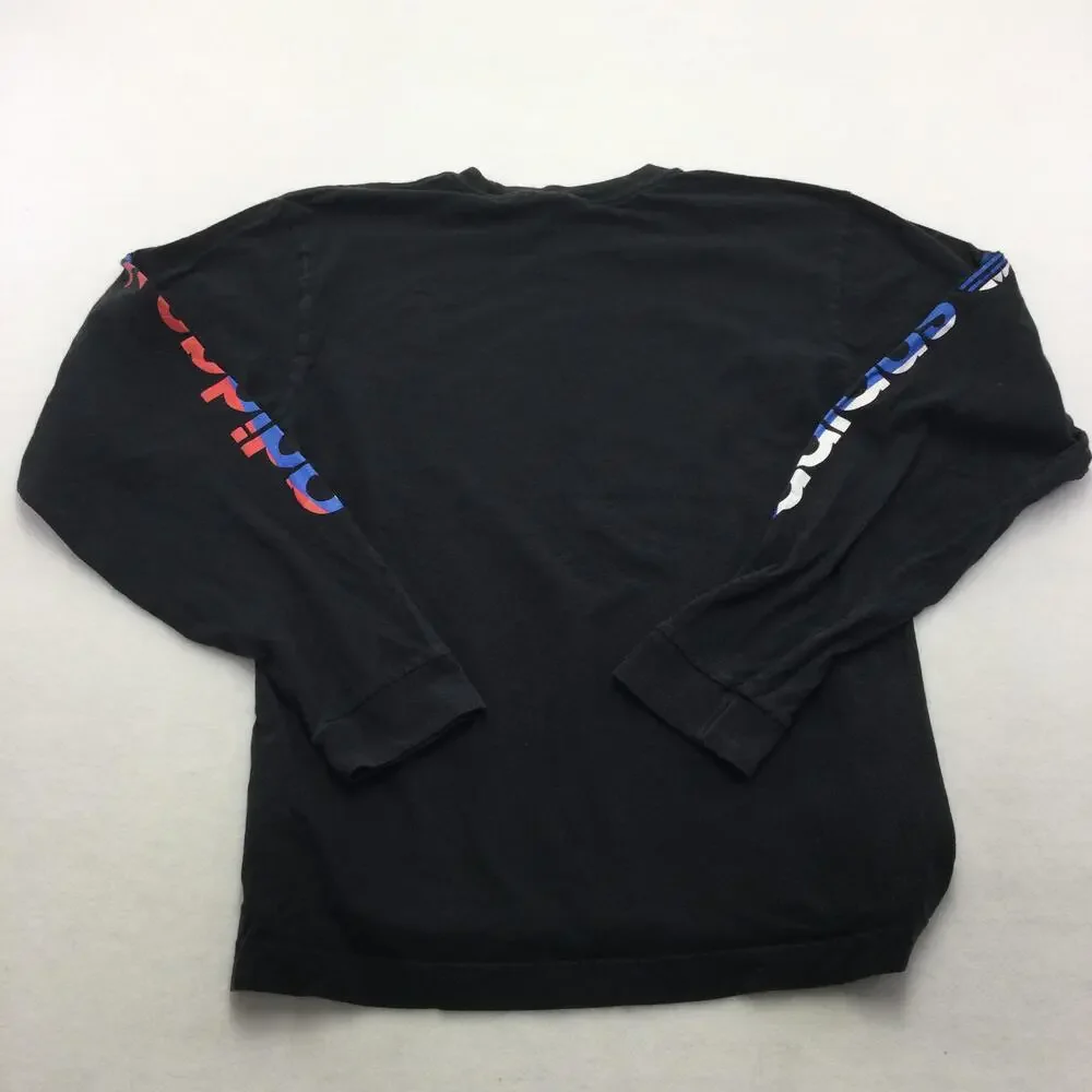 Adidas Shirt Mens Small Black Long Sleeve Trefoil Logo Graphic Tee Three Stripe